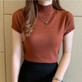 New Summer Fashion Knitt Short-sleeved T-shirt Women New Summer Fashion Knitt Short-sleeved T-shirt Women